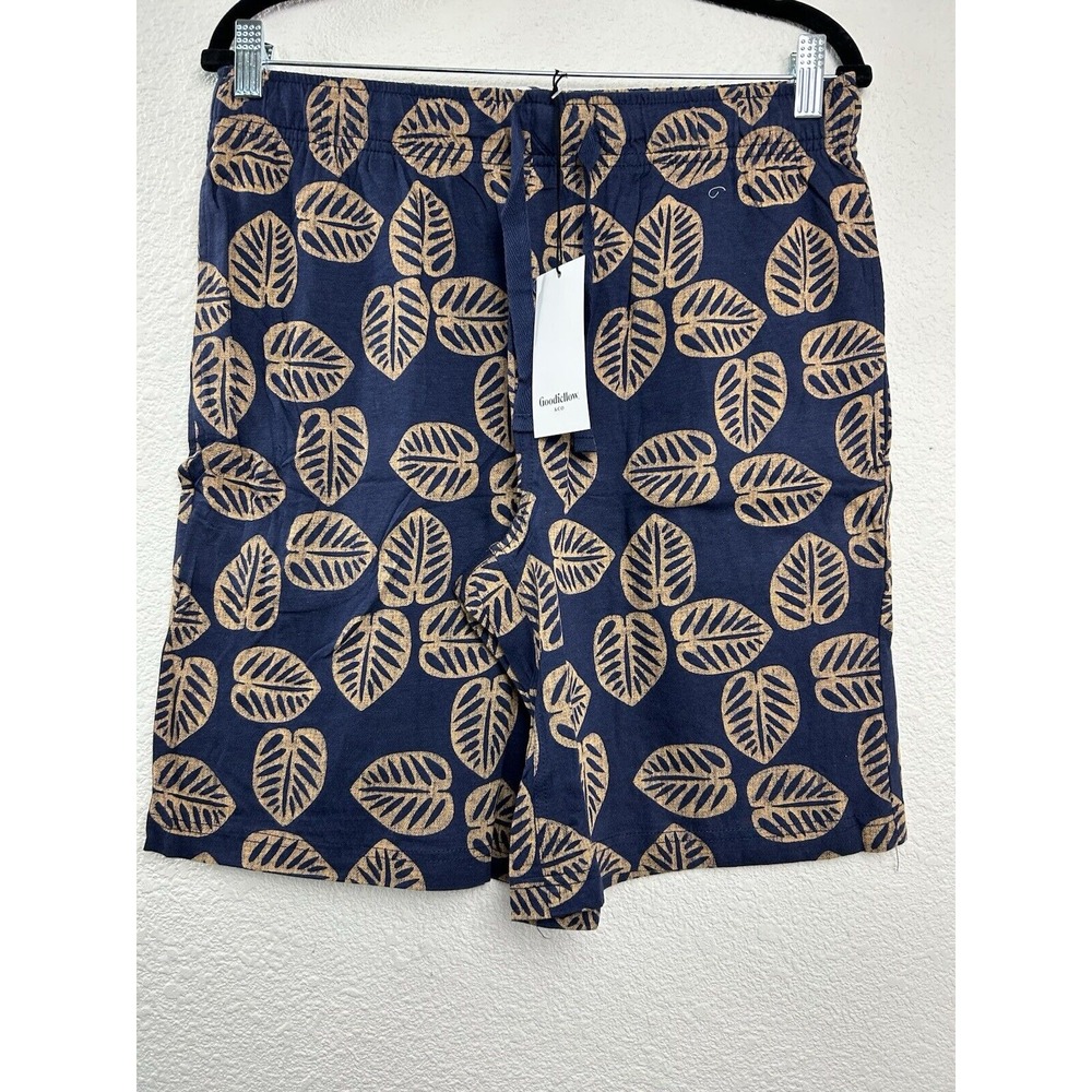 Mens Goodfellow Tropical Parrot Palm Shorts Size Medium Navy Blue Beige‎